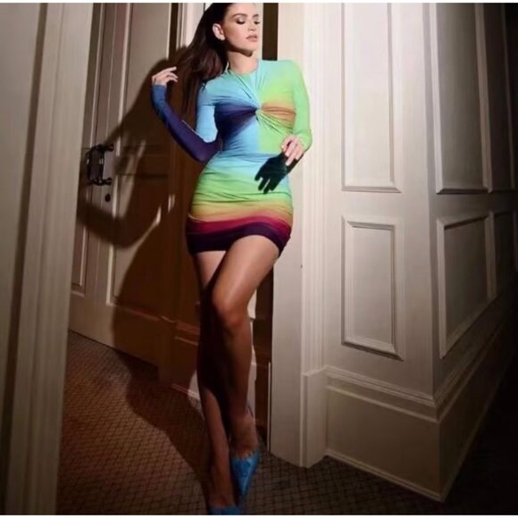 NEW Alex Perry Halton Lycra Crew Twist Ruched Mini Dress - Picture 2 of 11